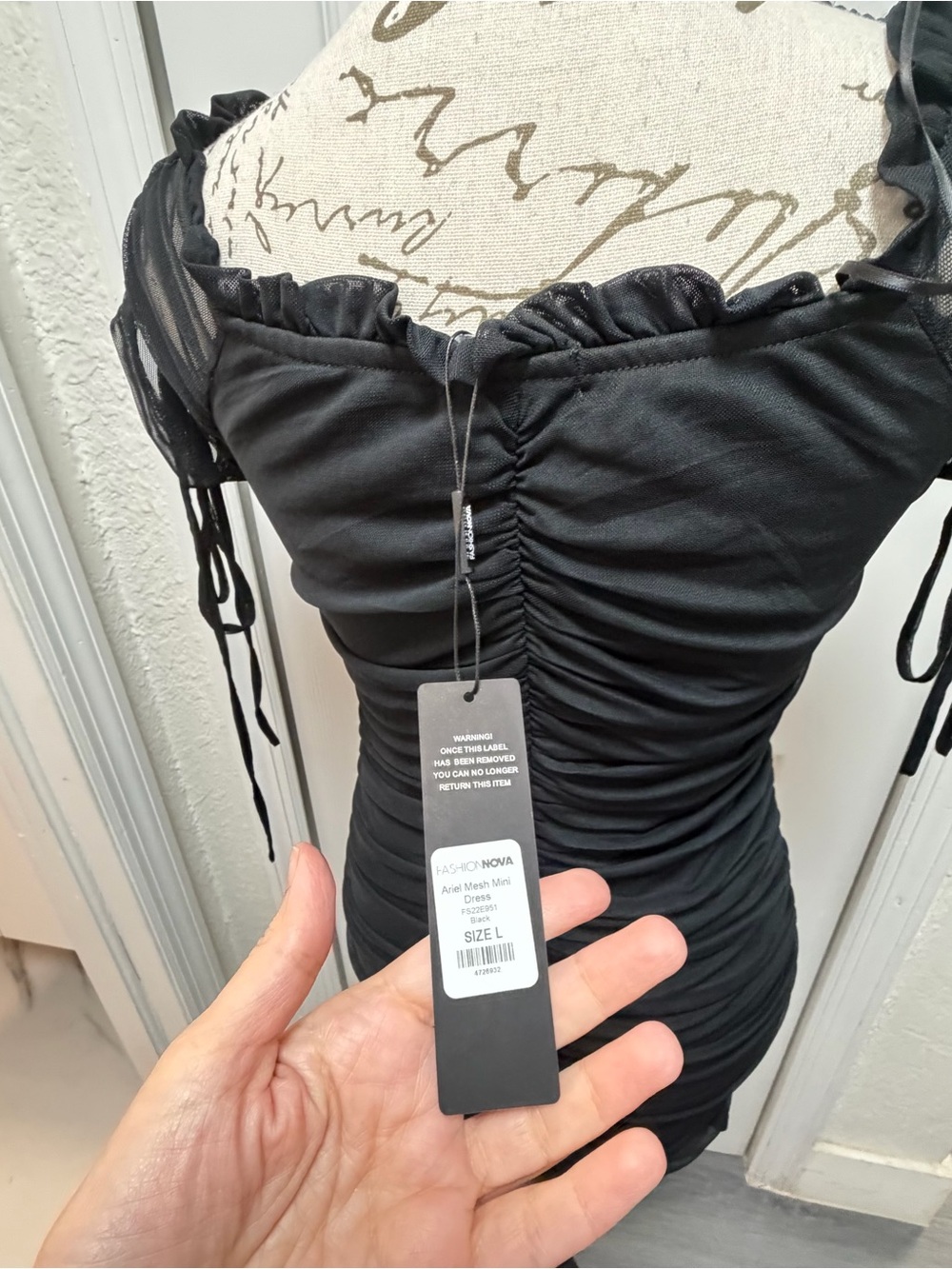 ✨ Fashion Nova Ariel Mesh Mini Dress Black - Size L (NWT) ✨ - Picture 11 of 12
